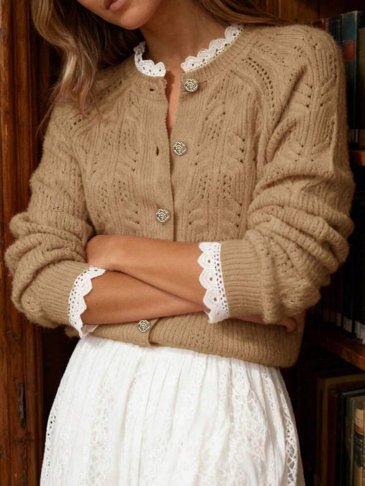 Cardigan tricoté texturé à col V - Floorah