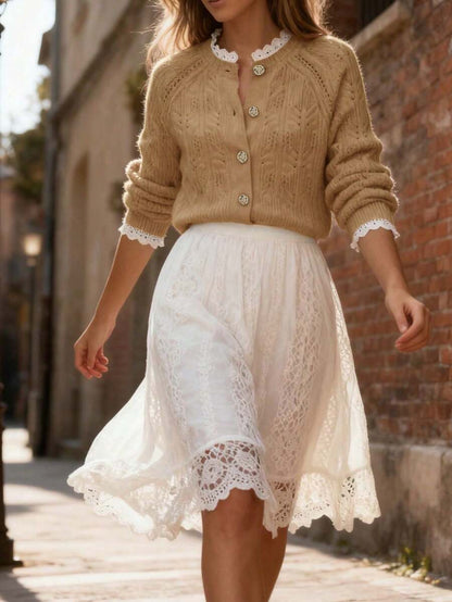 Cardigan tricoté texturé à col V - Floorah