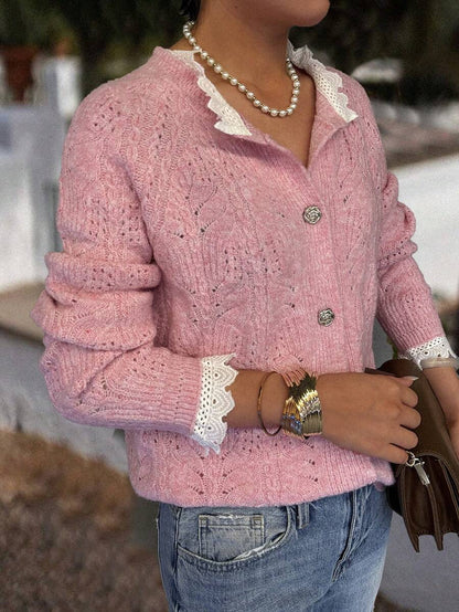 Cardigan tricoté texturé à col V - Floorah