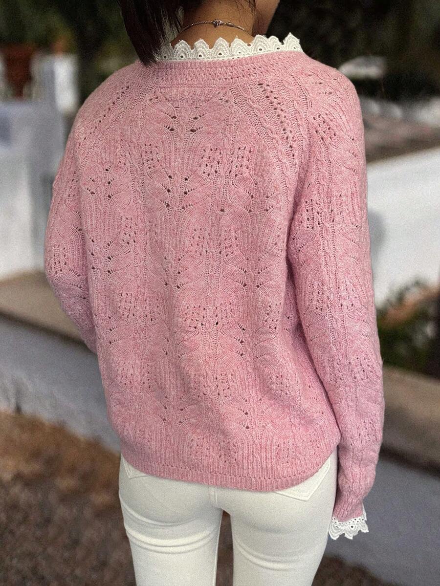 Cardigan tricoté texturé à col V - Floorah