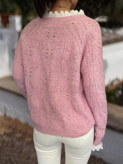 Cardigan tricoté texturé à col V - Floorah