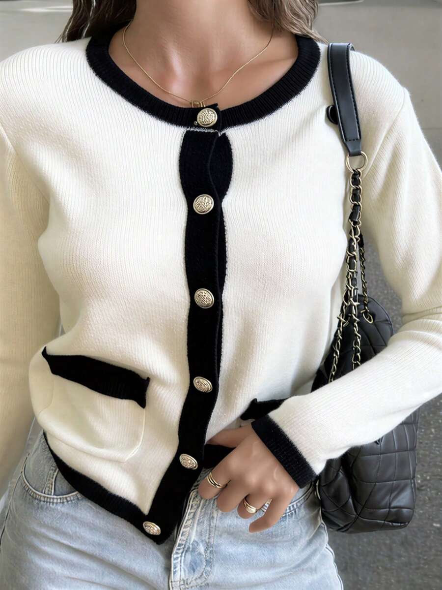 Pull tricoté à col rond, manches longues - Floorah