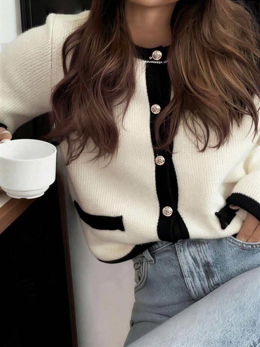 Pull tricoté à col rond, manches longues - Floorah