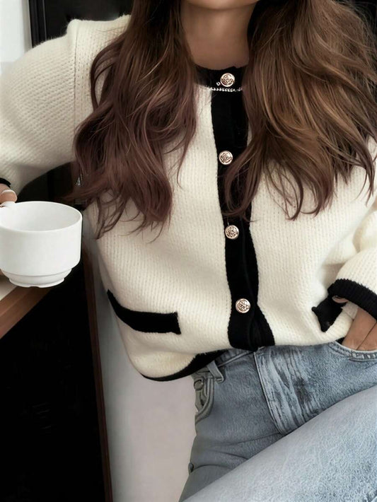 Pull tricoté à col rond, manches longues - Floorah