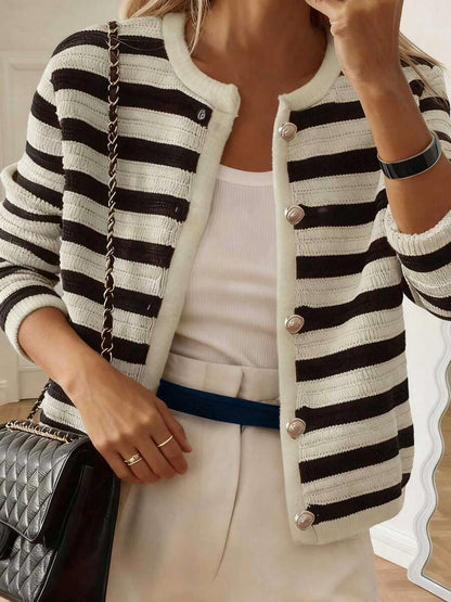 Nouveau arrivage Cardigan tricoté élégant à col rond - Floorah