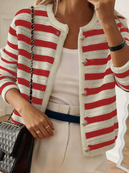 Nouveau arrivage Cardigan tricoté élégant à col rond - Floorah