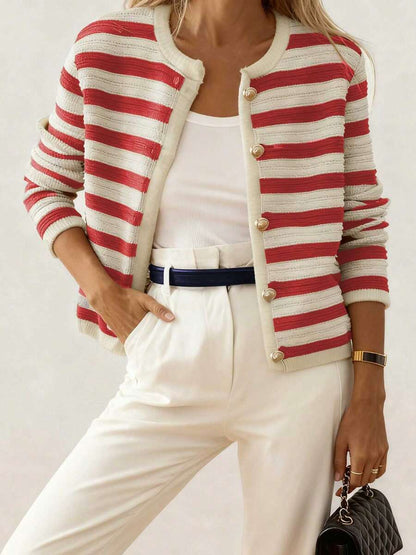 Nouveau arrivage Cardigan tricoté élégant à col rond - Floorah