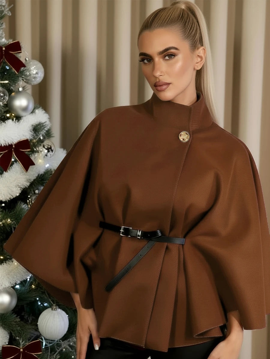 Un manteau court élégant et à la mode de couleur unie - Floorah