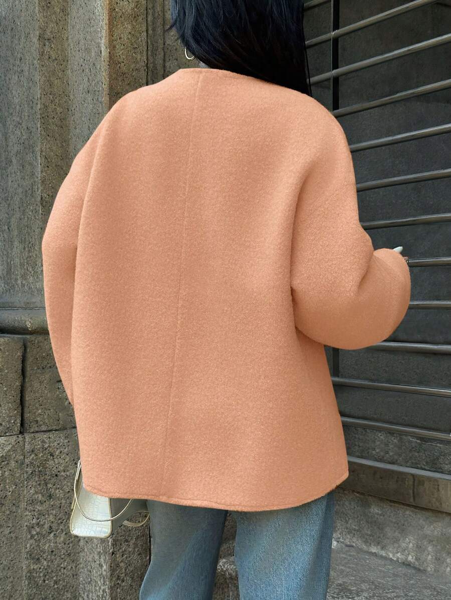 Manteau ample en mélange de laine à manches longues avec épaules tombantes - Floorah