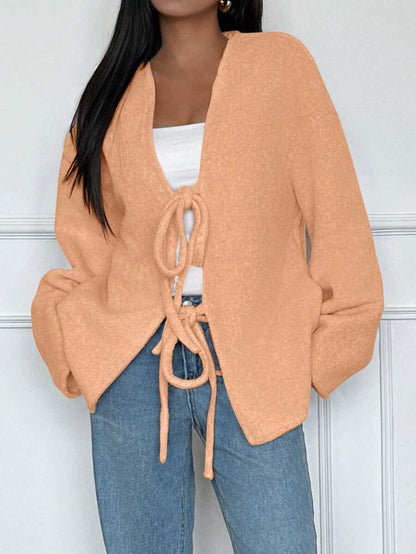 Manteau ample en mélange de laine à manches longues avec épaules tombantes - Floorah