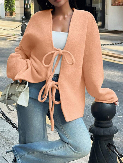 Manteau ample en mélange de laine à manches longues avec épaules tombantes - Floorah