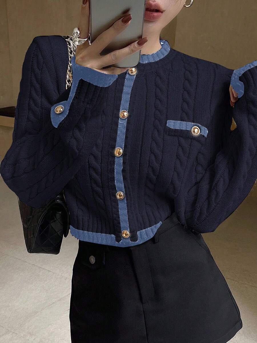 Pull tricoté élégant avec bordure contrastée - Floorah