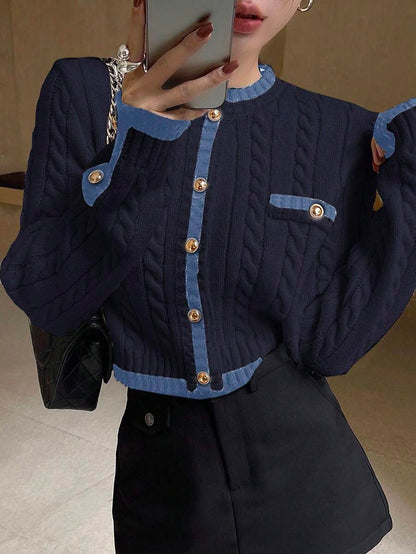 Pull tricoté élégant avec bordure contrastée - Floorah