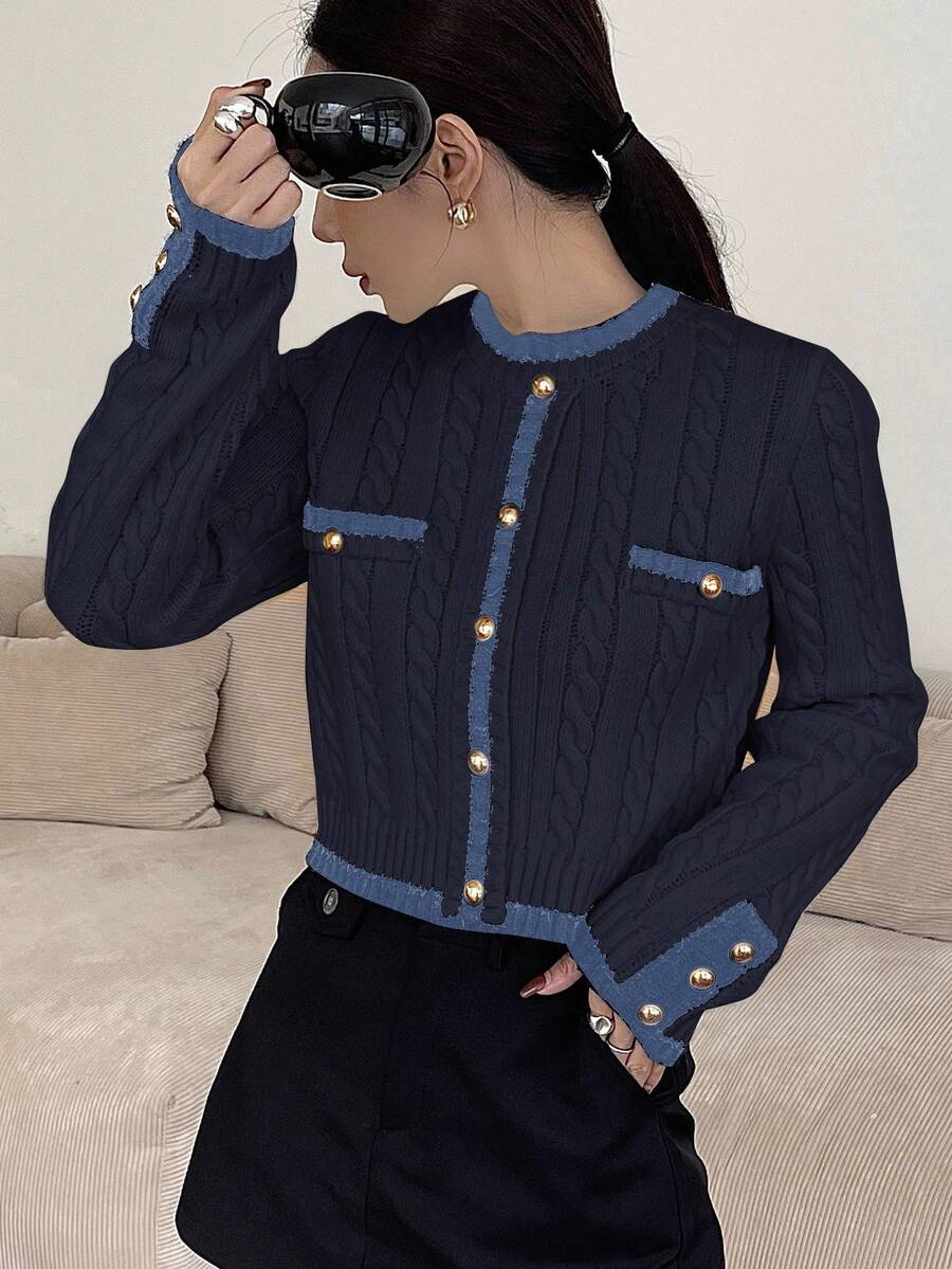 Pull tricoté élégant avec bordure contrastée - Floorah