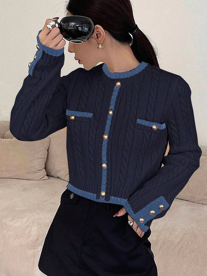 Pull tricoté élégant avec bordure contrastée - Floorah