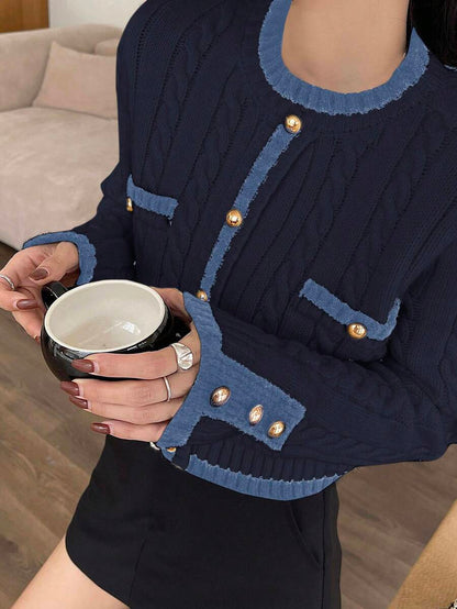 Pull tricoté élégant avec bordure contrastée - Floorah