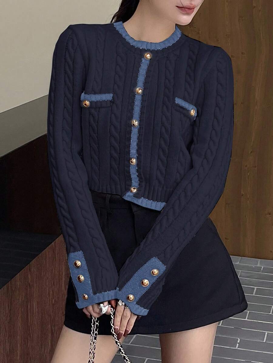 Pull tricoté élégant avec bordure contrastée - Floorah