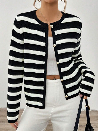 Nouveau arrivage Cardigan tricoté élégant à col rond - Floorah