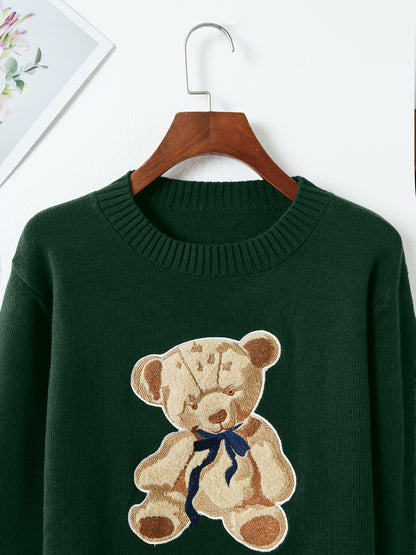 Pull-over chic à motif ourson – Élégant et doux