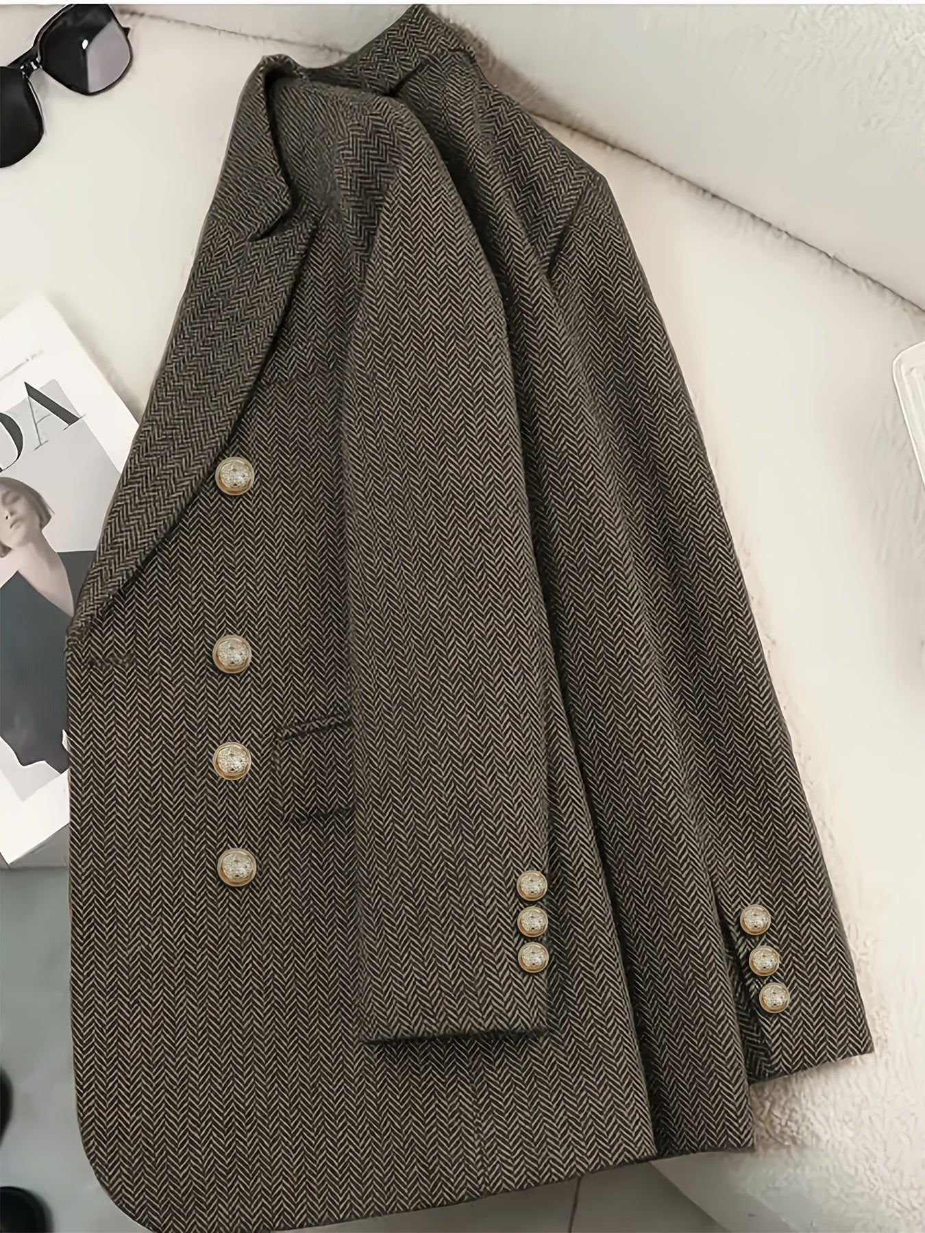 Blazer vintage à motif pied-de-poule