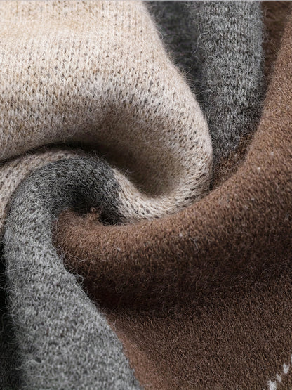 Pull ample à carreaux – Manches longues, col rond