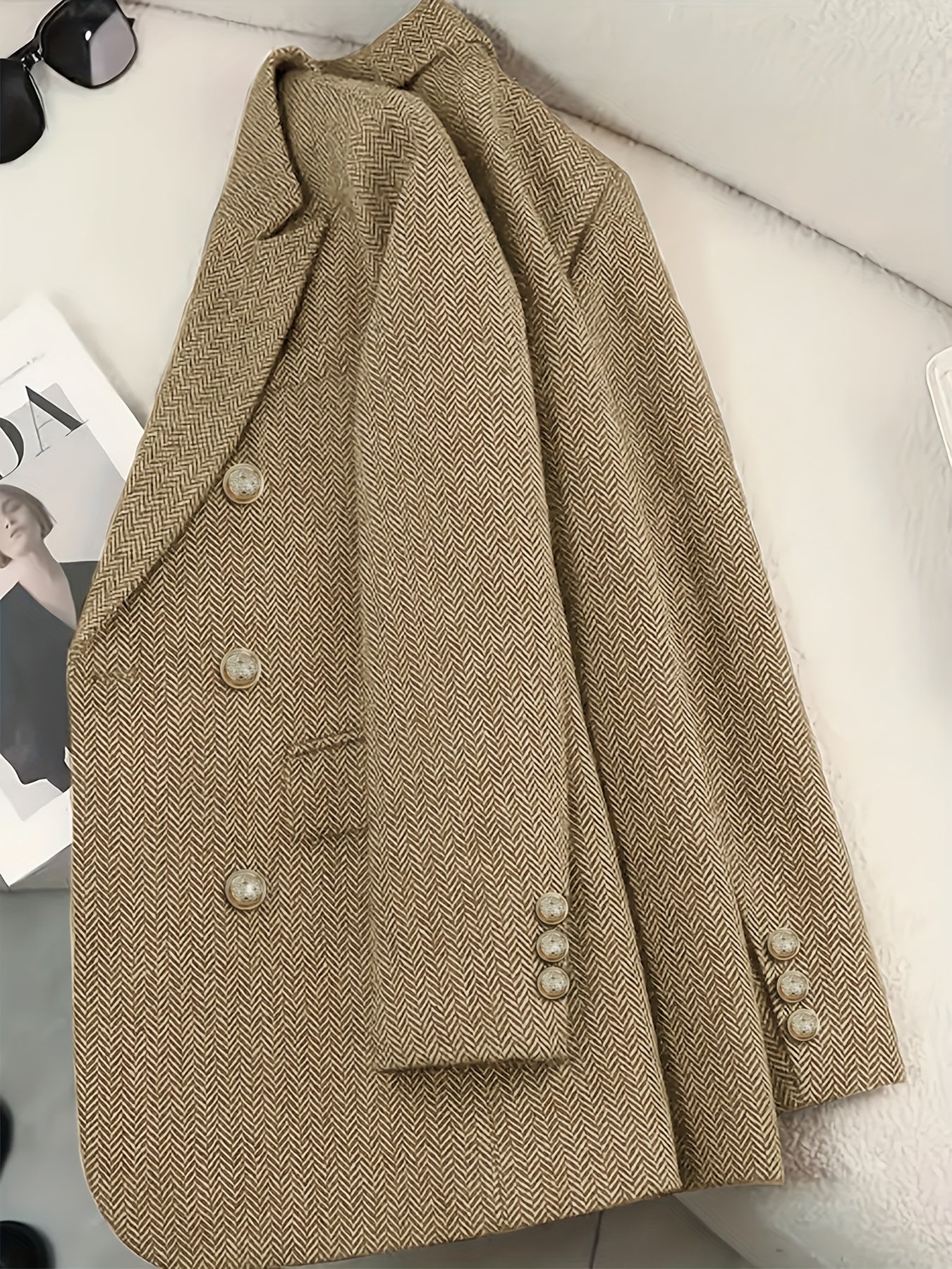 Blazer vintage à motif pied-de-poule