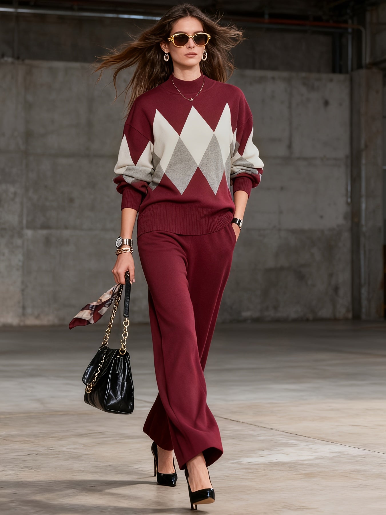 Ensemble deux pièces élégant – Pull et pantalon