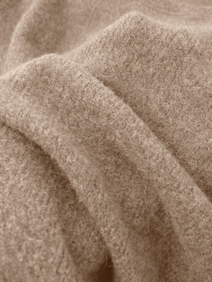 Pull cosy motif ourson marron – Col rond, manches longues