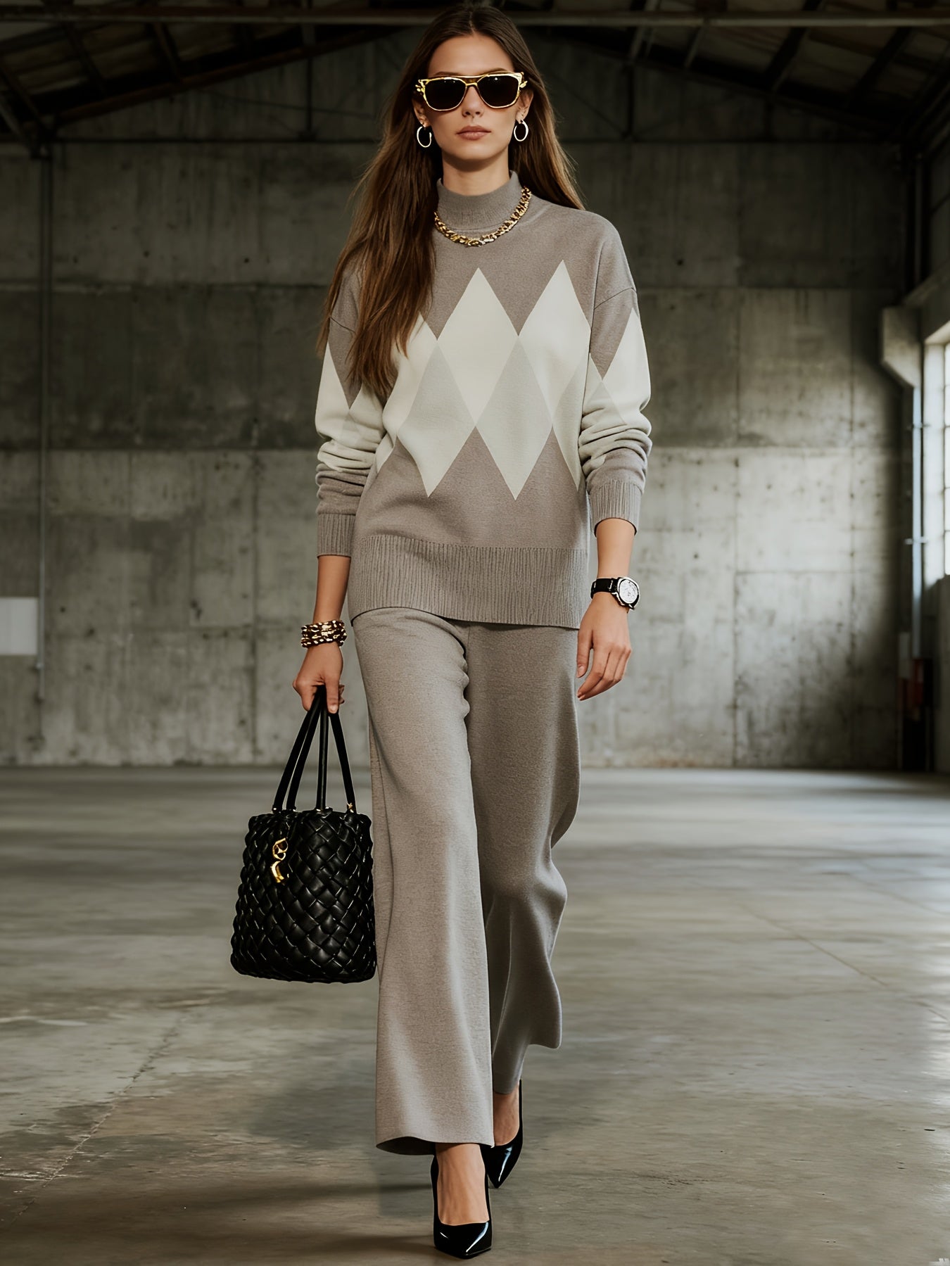 Ensemble deux pièces élégant – Pull et pantalon