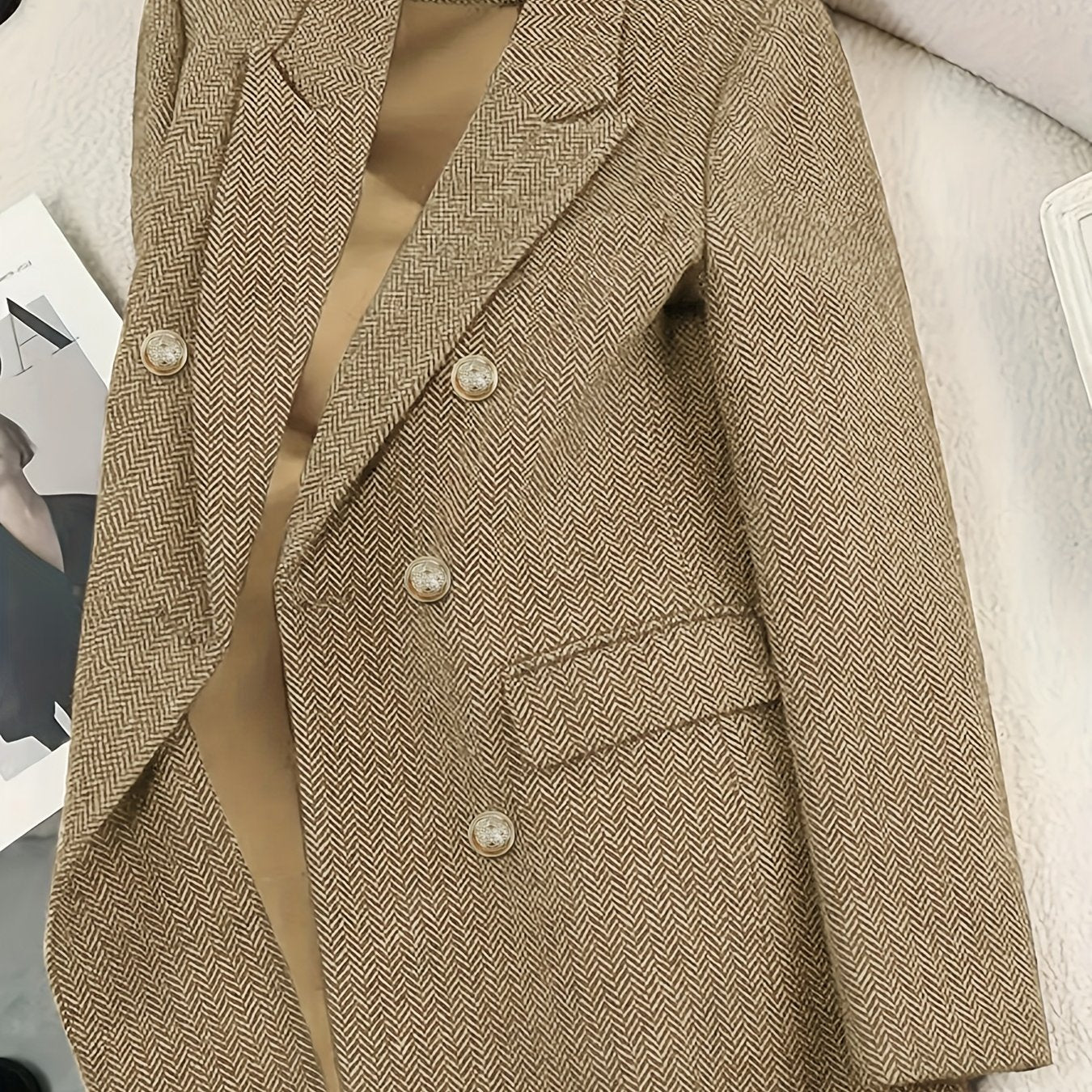 Blazer vintage à motif pied-de-poule