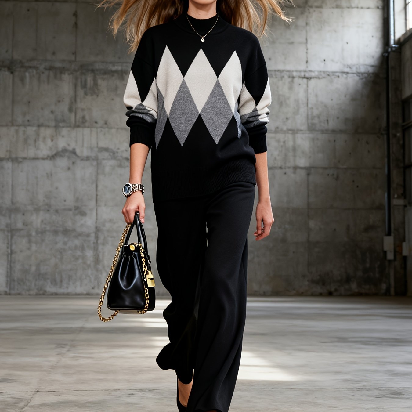 Ensemble deux pièces élégant – Pull et pantalon