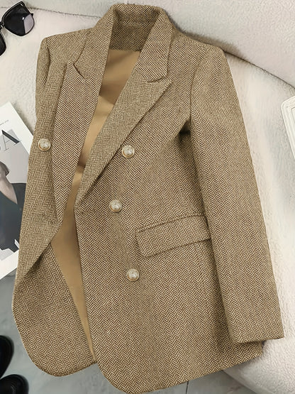 Blazer vintage à motif pied-de-poule