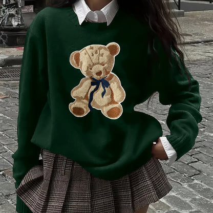 Pull-over chic à motif ourson – Élégant et doux